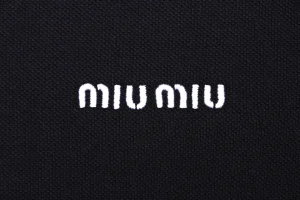 Miu Miu Logo Embroidered Polo T-Shirt Black Brand