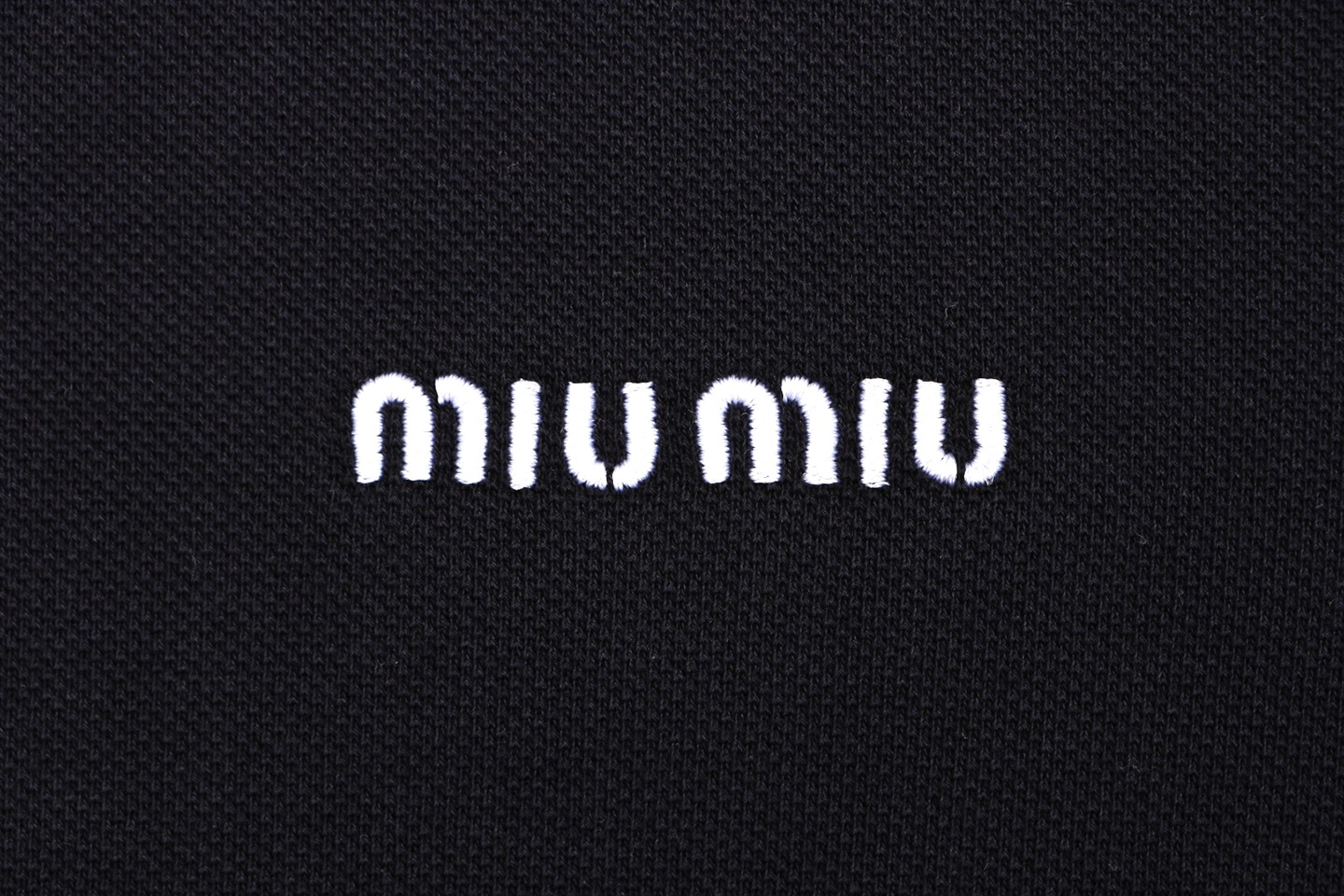 Miu Miu Logo Embroidered Polo T-Shirt Black Brand