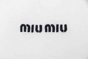 Miu Miu Logo Embroidered Polo T-Shirt White Brand