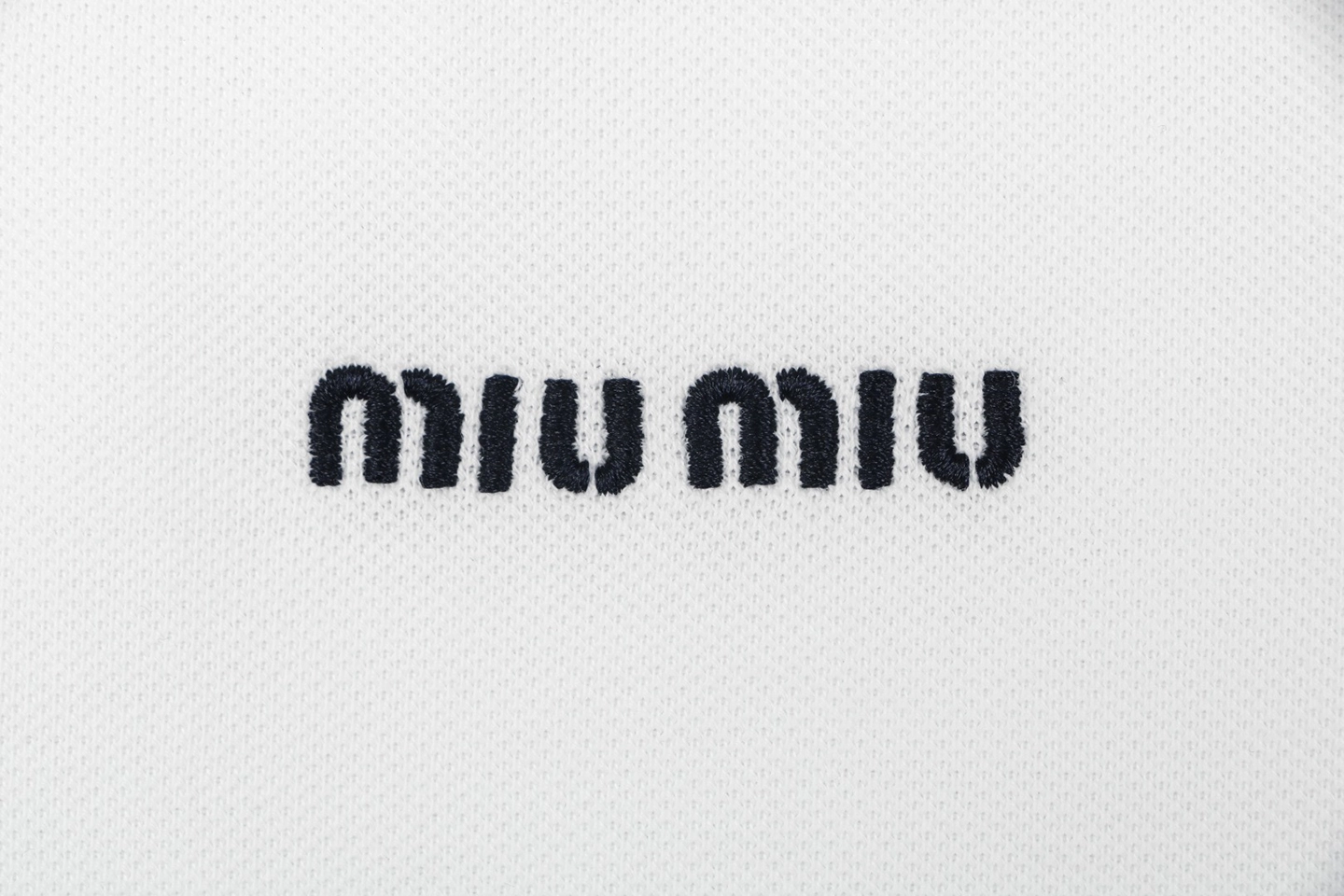Miu Miu Logo Embroidered Polo T-Shirt White Brand