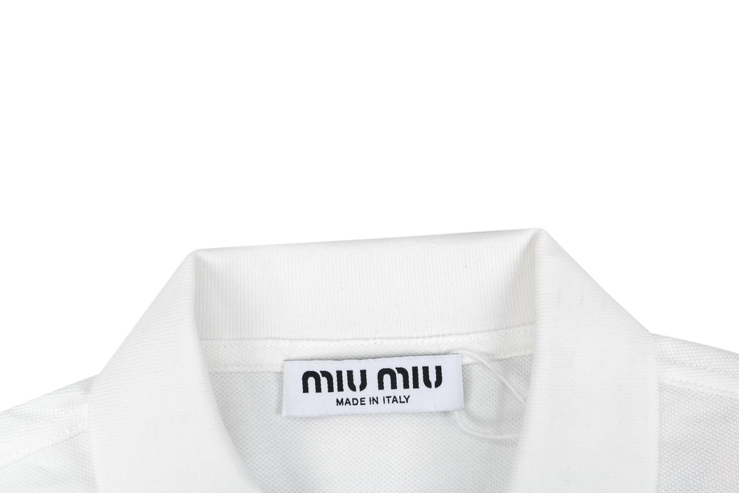 Miu Miu Logo Embroidered Polo T-Shirt White Collar