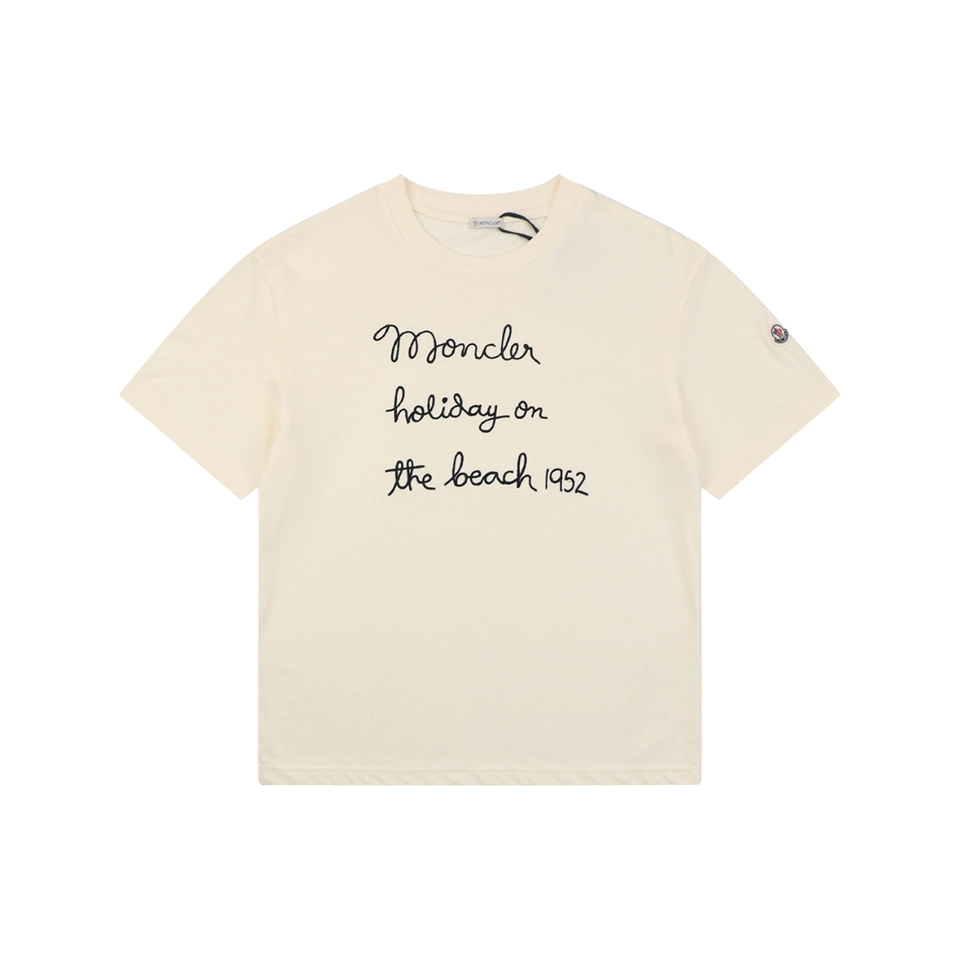 Moncler 1952 Handwritten Logo Embroidered T-Shirt Front view