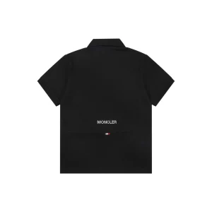 Moncler Black Logo Patch Classic Polo T-Shirt Black Back view