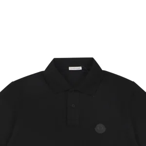 Moncler Black Logo Patch Classic Polo T-Shirt Black