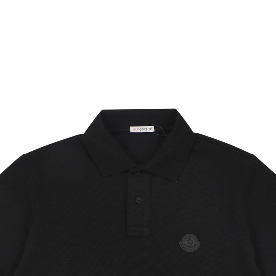 Moncler Black Logo Patch Classic Polo T-Shirt Black