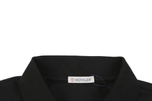 Moncler Black Logo Patch Classic Polo T-Shirt Black Collar