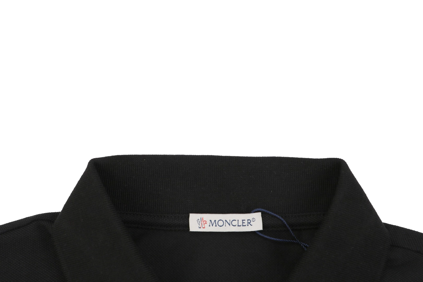 Moncler Black Logo Patch Classic Polo T-Shirt Black Collar