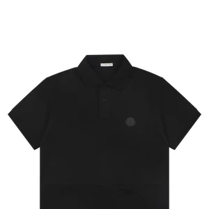 Moncler Black Logo Patch Classic Polo T-Shirt Black