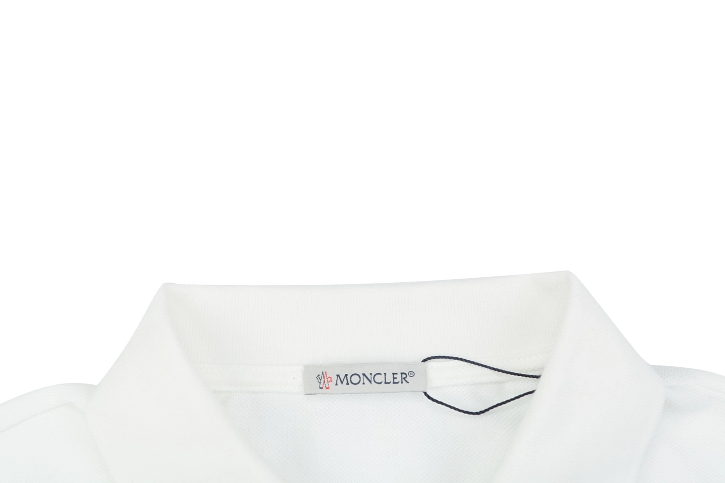Moncler Black Logo Patch Classic Polo T-Shirt White Collar