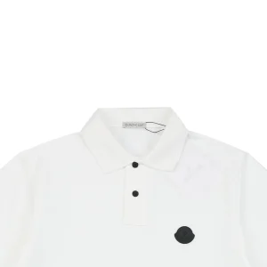 Moncler Black Logo Patch Classic Polo T-Shirt White