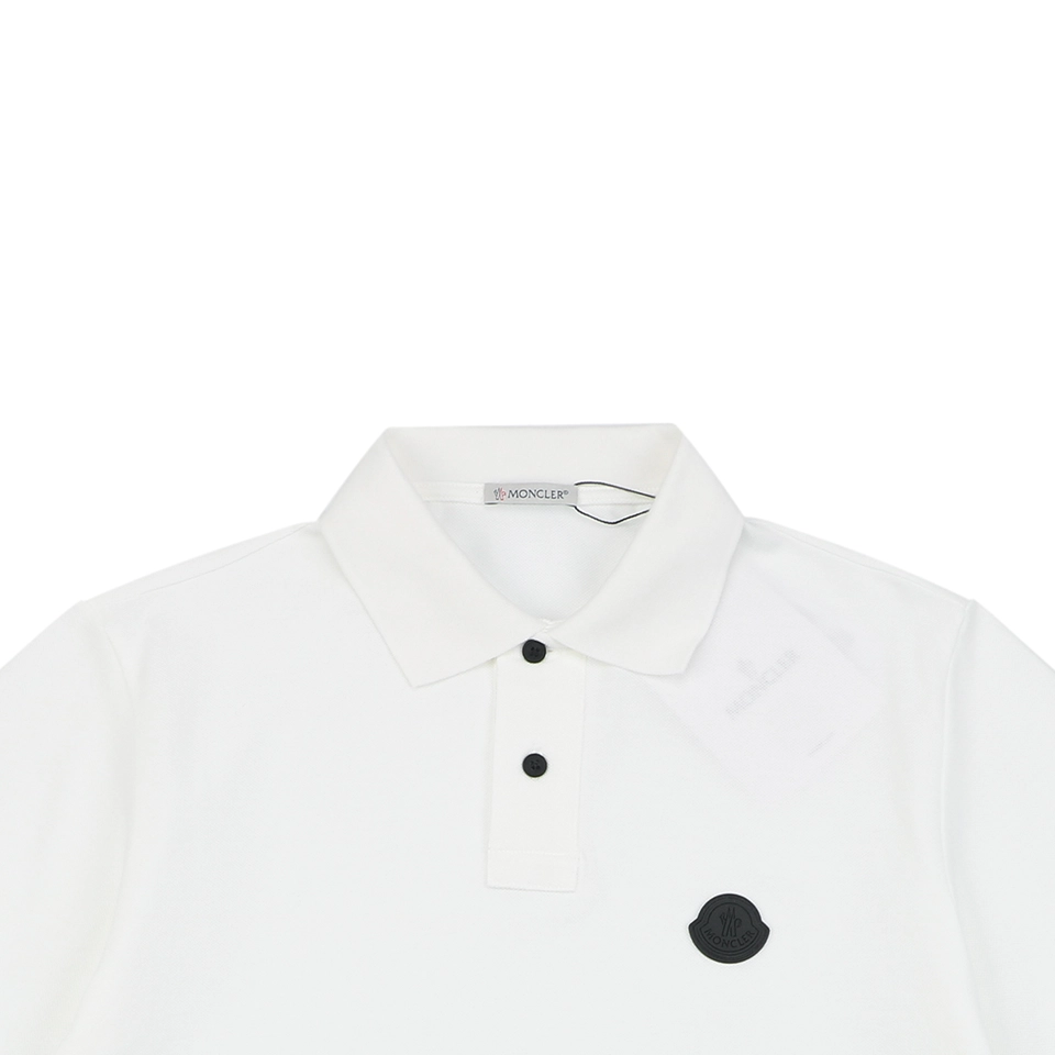 Moncler Black Logo Patch Classic Polo T-Shirt White