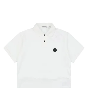 Moncler Black Logo Patch Classic Polo T-Shirt White