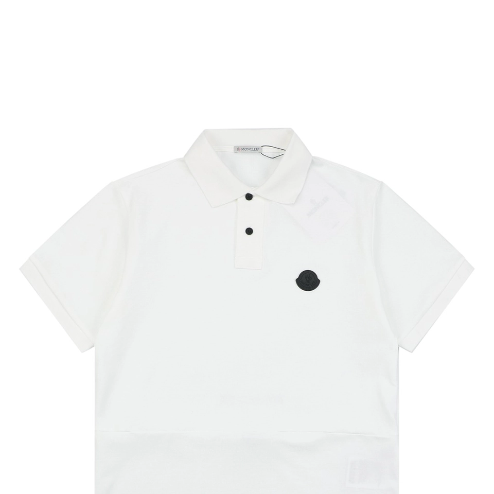 Moncler Black Logo Patch Classic Polo T-Shirt White