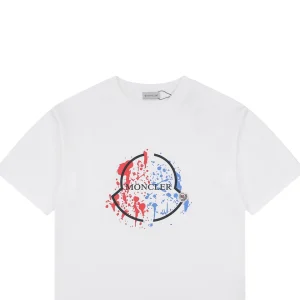 Moncler Paint Splash Logo Graphic T-Shirt White