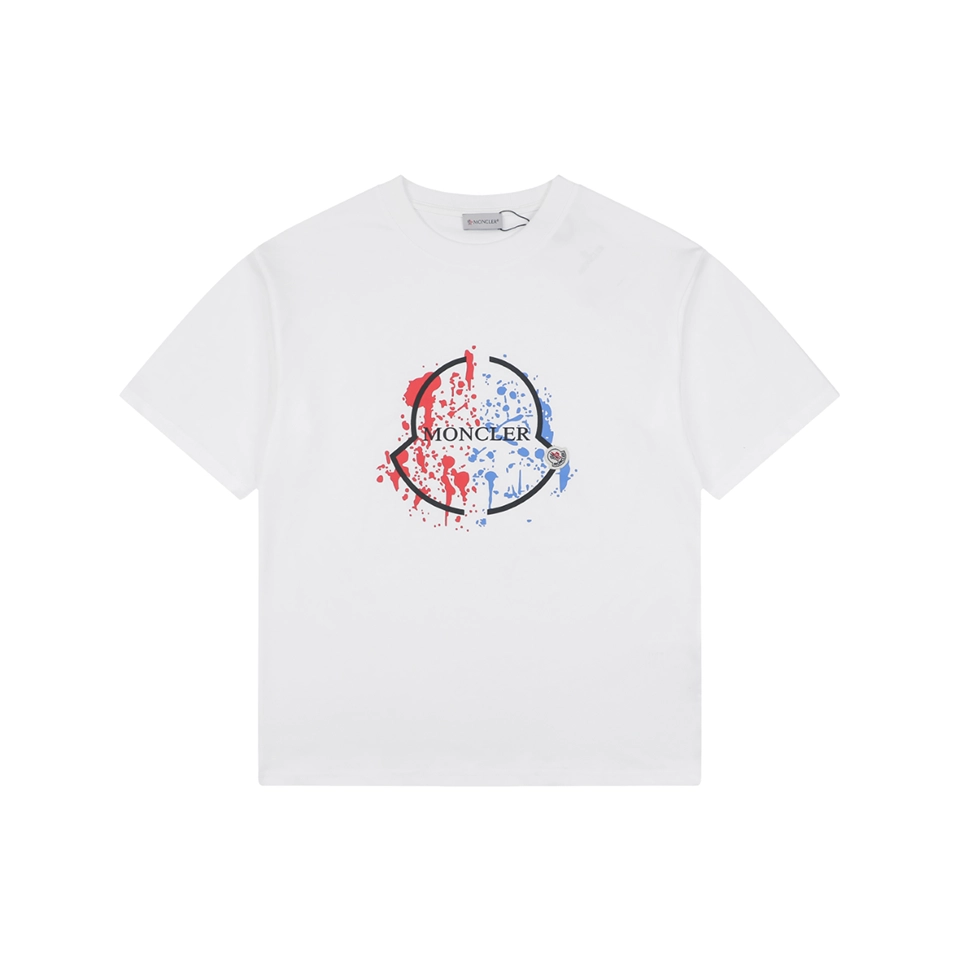 Moncler Paint Splash Logo Graphic T-Shirt White Front view