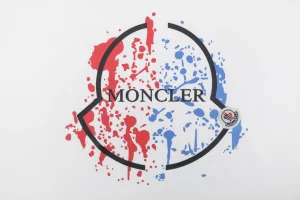 Moncler Paint Splash Logo Graphic T-Shirt White Front Print