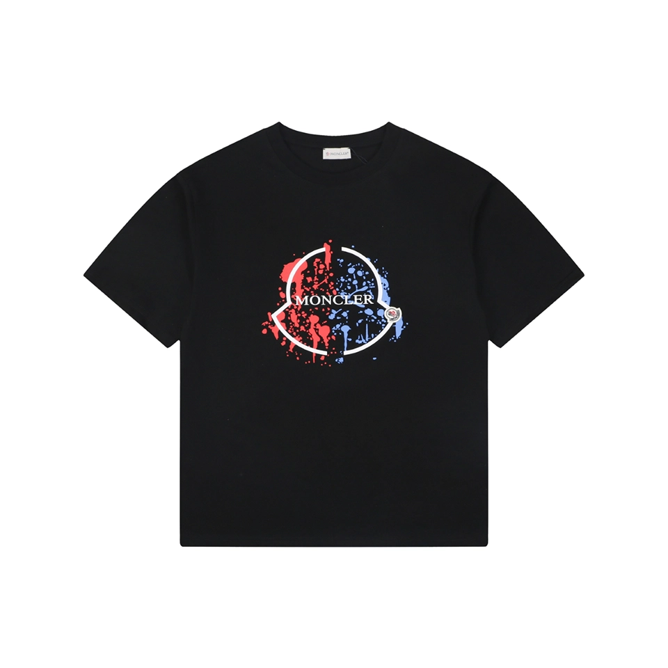 Moncler Paint Splash Logo Graphic T-Shirt Black Front view
