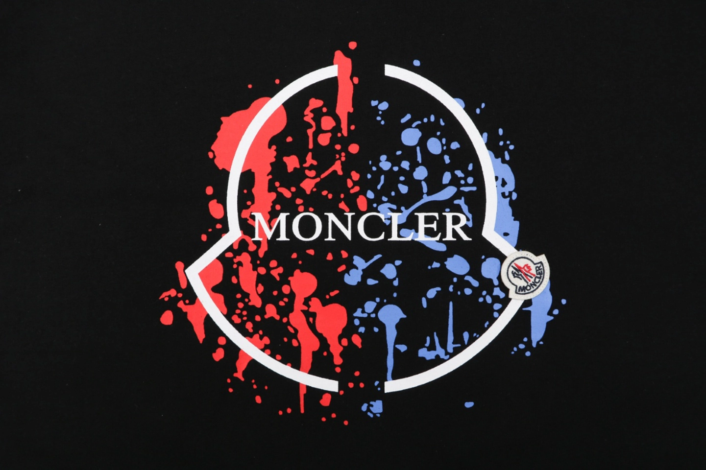 Moncler Paint Splash Logo Graphic T-Shirt Black Front Print