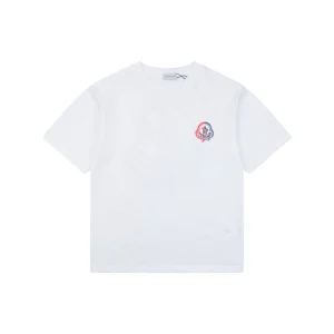 Moncler Red & Blue Gradient Embroidered Logo T-Shirt White Front view