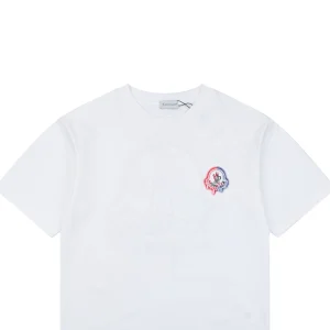 Moncler Red & Blue Gradient Embroidered Logo T-Shirt White