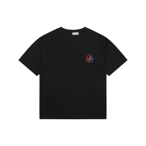 Moncler Red & Blue Gradient Embroidered Logo T-Shirt Black Front view
