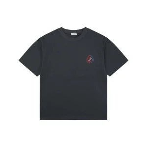Moncler Red & Blue Gradient Embroidered Logo T-Shirt Grey Front view