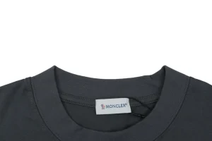 Moncler Red & Blue Gradient Embroidered Logo T-Shirt Grey Collar