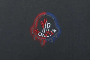 Moncler Red & Blue Gradient Embroidered Logo T-Shirt Grey Front Print