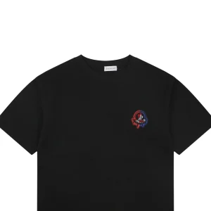 Moncler Red & Blue Gradient Embroidered Logo T-Shirt Black