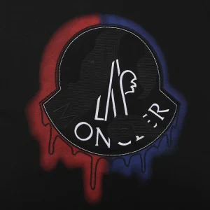 Moncler Red & Blue Gradient Embroidered Logo T-Shirt Black Back Print