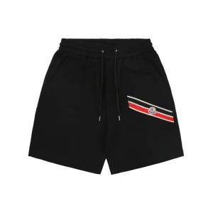 Moncler Tricolor Webbing Logo Shorts Black Front view