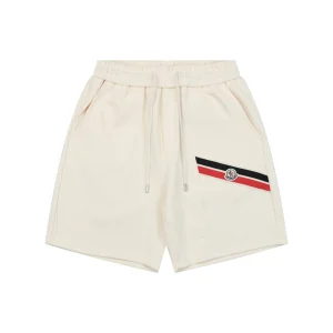 Moncler Tricolor Webbing Logo Shorts White Front view
