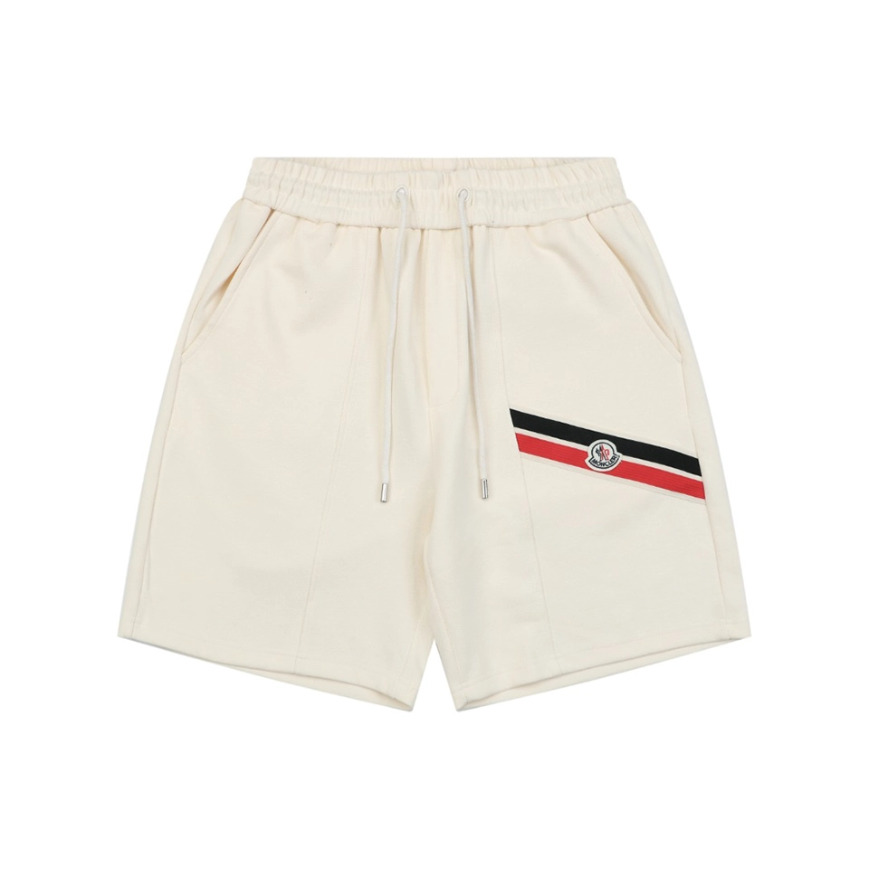 Moncler Tricolor Webbing Logo Shorts White Front view