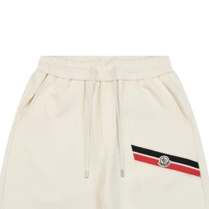 Moncler Tricolor Webbing Logo Shorts White