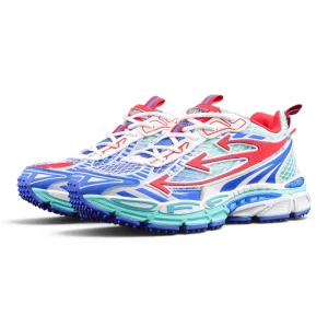 Off-White Be Right Back Fishnet Sneakers 'FIERY RED - COBALT BLUE'