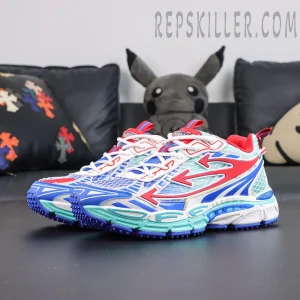 Off-White Be Right Back Fishnet Sneakers 'FIERY RED - COBALT BLUE'