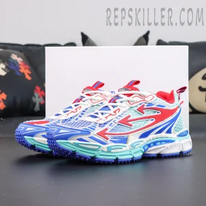 Off-White Be Right Back Fishnet Sneakers 'FIERY RED - COBALT BLUE'