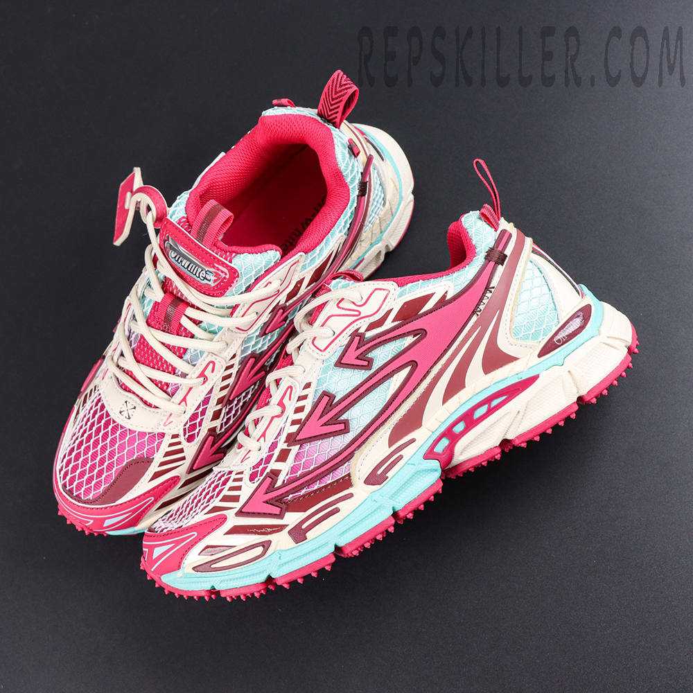 Off-White Be Right Back Fishnet Sneakers 'ROSE RED - CELESTE'