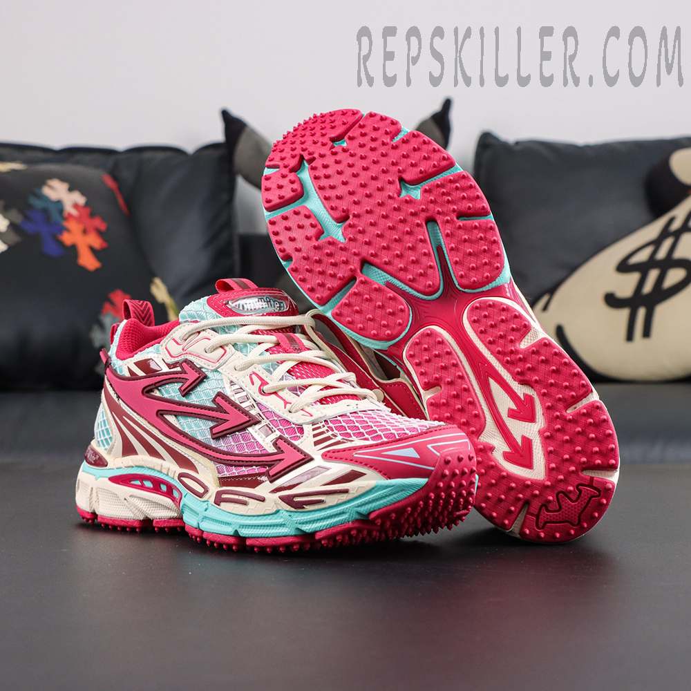 Off-White Be Right Back Fishnet Sneakers 'ROSE RED - CELESTE'