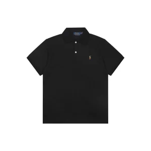 Ralph Lauren Color Logo Embroidery Polo T-Shirt Black Front view