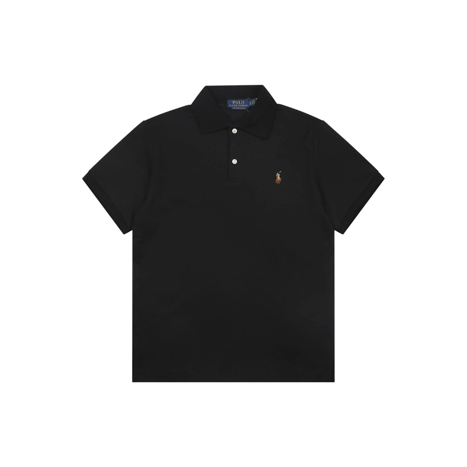 Ralph Lauren Color Logo Embroidery Polo T-Shirt Black Front view