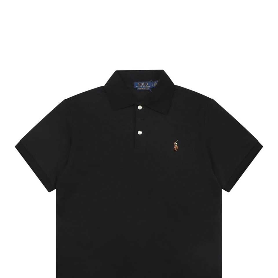 Ralph Lauren Color Logo Embroidery Polo T-Shirt Black