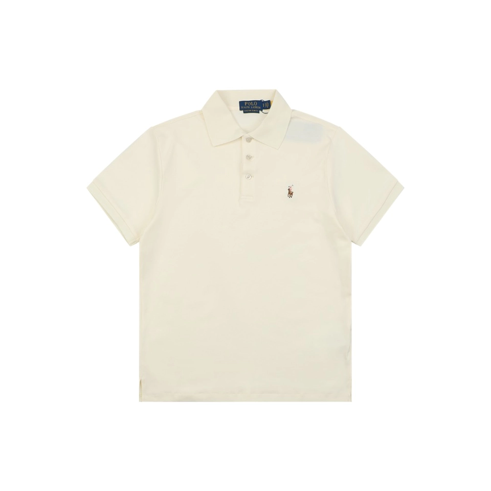 Ralph Lauren Color Logo Embroidery Polo T-Shirt Beige Front view