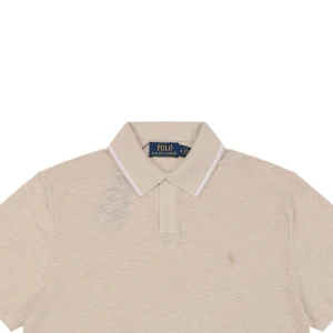 Ralph Lauren Contrast Collar Pony Polo T-Shirt Khaki