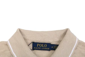 Ralph Lauren Contrast Collar Pony Polo T-Shirt Khaki Collar