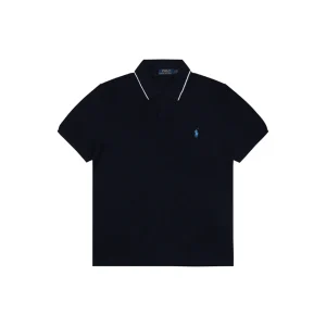 Ralph Lauren Contrast Collar Pony Polo T-Shirt Black Front view
