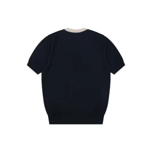 Ralph Lauren Pony Jacquard Henley Knit T-Shirt Black Back view