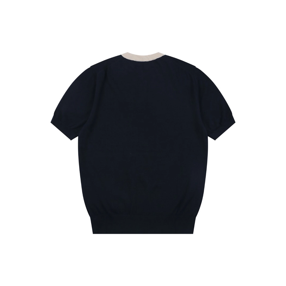 Ralph Lauren Pony Jacquard Henley Knit T-Shirt Black Back view