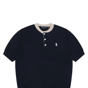 Ralph Lauren Pony Jacquard Henley Knit T-Shirt Black