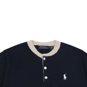 Ralph Lauren Pony Jacquard Henley Knit T-Shirt Black